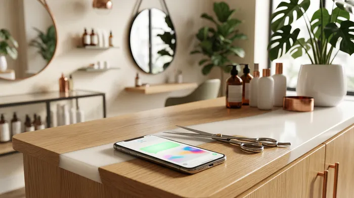 Uno smartphone che mostra un'applicazione di messaggistica poggiato su un tavolo di marmo accanto a un foglio con una lista di cose da fare scritta a mano e una matita.